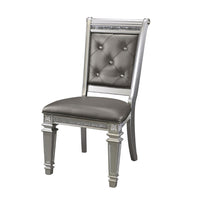 Faux Leather Upholstered Side Chair, Gray And Silver, Set of 2