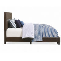 Leather Upholstered California King Size Platform Bed, Brown