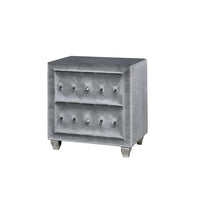 Traditional Fabric and Solid Wood Night Stand With Button Tufting, Gray - FOA-CM7150N