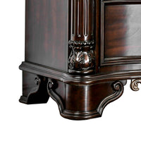 Transitional Wood Night Stand With Genuine Marble Top, Brown - BM182950