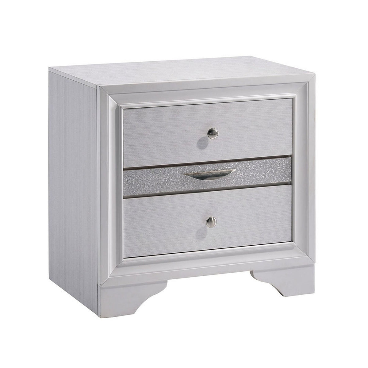 Contemporary Solid Wood Night Stand With Jewelry Drawers, White - BM182981