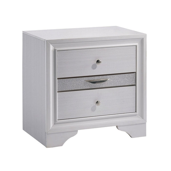 Contemporary Solid Wood Night Stand With Jewelry Drawers, White - BM182981