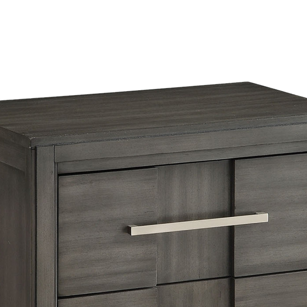 Transitional Solid Wood Night Stand With Two Drawers, Gray - BM182990