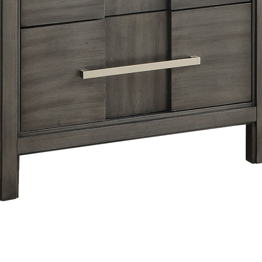 Transitional Solid Wood Night Stand With Two Drawers, Gray - BM182990