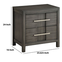 Transitional Solid Wood Night Stand With Two Drawers, Gray - BM182990