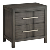 Transitional Solid Wood Night Stand With Two Drawers, Gray - BM182990