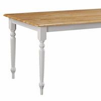 Grained Rectangular Wooden Dining Table with Turned legs, Brown and White - BM183400