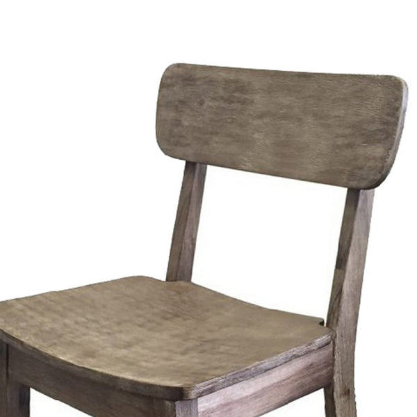 Curved Seat Wooden Frame Counter Stool with Cut Out Backrest, Gray - BM183426