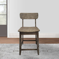 Curved Seat Wooden Frame Counter Stool with Cut Out Backrest, Gray - BM183426