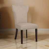 Fabric Upholstered Side Chair with Wingback Design, Set of 2, Oatmeal Brown - BM183454