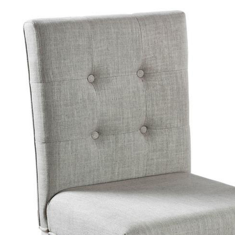 Fabric Upholstered Solid Wood Counter Height Chair, White and Gray, Pack of Two