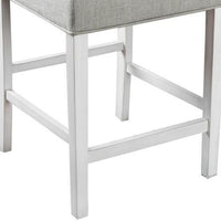 Fabric Upholstered Solid Wood Counter Height Chair, White and Gray, Pack of Two