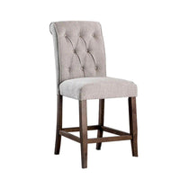 Wooden Fabric Upholstered Counter Height Chair, Cream And Brown, Pack Of Two