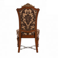 Wooden Fabric Upholstered Side Chair With Floral Print, Brown, Pack Of Two - BM183666