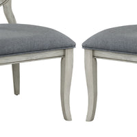 Fabric Upholstery Side Chair, White And Gray, Pack Of Two