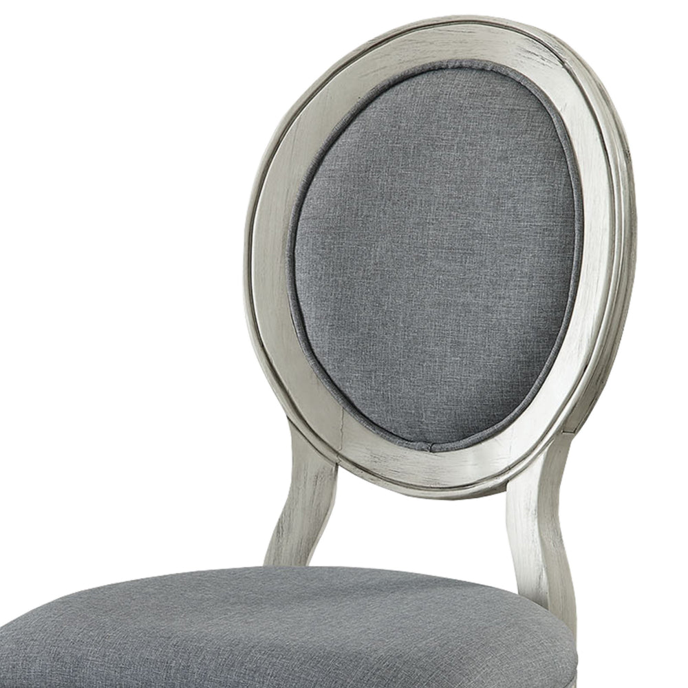 Fabric Upholstery Side Chair, White And Gray, Pack Of Two