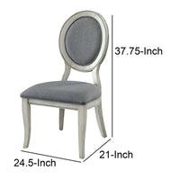 Fabric Upholstery Side Chair, White And Gray, Pack Of Two