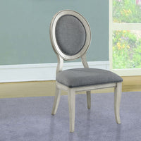 Fabric Upholstery Side Chair, White And Gray, Pack Of Two