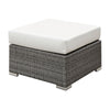 Aluminium Frame Faux Polyester Square Ottoman, Small, White and Gray