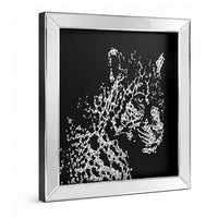 32'' Leopard Design Wall Decor with Faux Crystal Inlay, Silver - BM184757