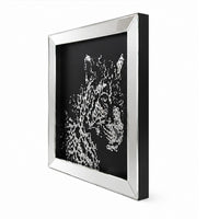 32'' Leopard Design Wall Decor with Faux Crystal Inlay, Silver - BM184757
