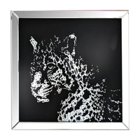 32'' Leopard Design Wall Decor with Faux Crystal Inlay, Silver - BM184757