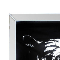 Rectangular Mirror framed Tiger Wall Decor With Crystal Inlays, Black & Silver - BM184759