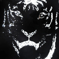 Rectangular Mirror framed Tiger Wall Decor With Crystal Inlays, Black & Silver - BM184759