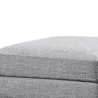 Fabric Upholstered Ottoman With Tappered Wooden Legs, Light Gray and Brown