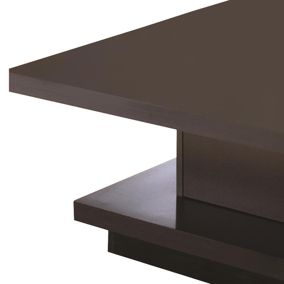 Contemporary Coffee Table With Storage Pedestal Base, Cappuccino Brown - BM184935