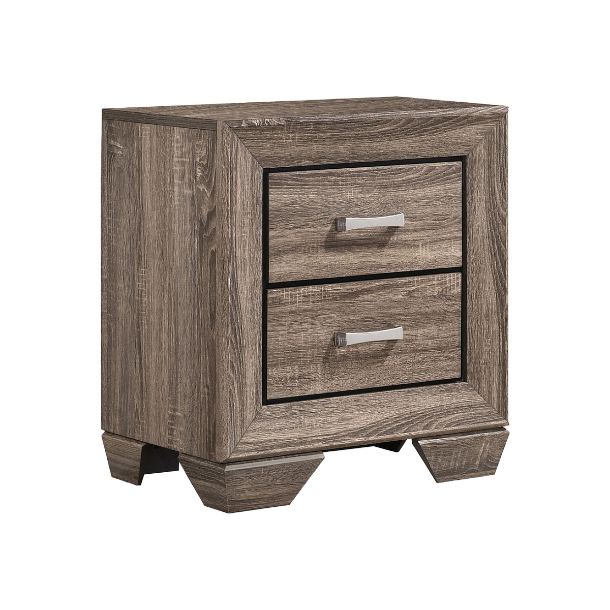 Transitional Style Wooden Nightstand with Two Drawers and Tapered Feet, Brown - BM185319