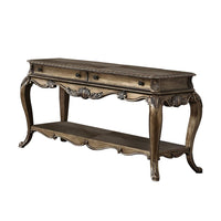 Wooden Sofa Table With Two Drawers And Bottom Shelf, Vintage Oak Brown - AMF-86033