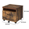 BM185353 Wooden File Cabinet With Open Compartment And Drawer, Oak Brown And Black