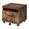 BM185353 Wooden File Cabinet With Open Compartment And Drawer, Oak Brown And Black
