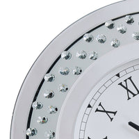 Round Shaped Wall Clock with Faux Crystals Inlay, White - BM185415