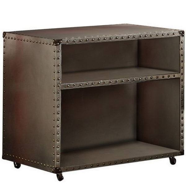 Rectangular Nightstand With USB Power Dock And Caster Legs In Aluminum Finish - AMF-26218