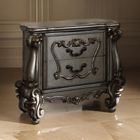 BM185471 Two Drawer Nightstand With Oversized Scrolled Legs In Antique Platinum Finish