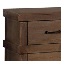 BM185505 Two Drawer Nightstand With Metal Handle, Antique Oak