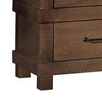 BM185505 Two Drawer Nightstand With Metal Handle, Antique Oak