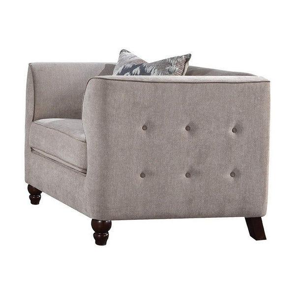 Fabric Upholstery Chair With Button Tufted Backrest And Sides, Light Gray - AMF-52057