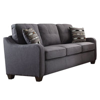 BM185580 Contemporary Linen Upholstered Wooden Sofa with Two Pillows, Gray