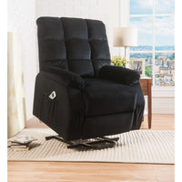 Contemporary Velvet and Metal Recliner with Power Lift, Black - AMF-59262