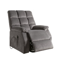 Contemporary Velvet and Metal Recliner with Power Lift, Gray - AMF-59263