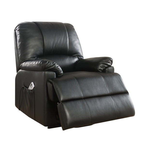 Contemporary Polyurethane Upholstered Metal Recliner with Power Lift, Black - AMF-59285