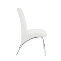 Polyurethane Upholstered Metal Side Chair, Set of Two, White and Silver - AMF-71107