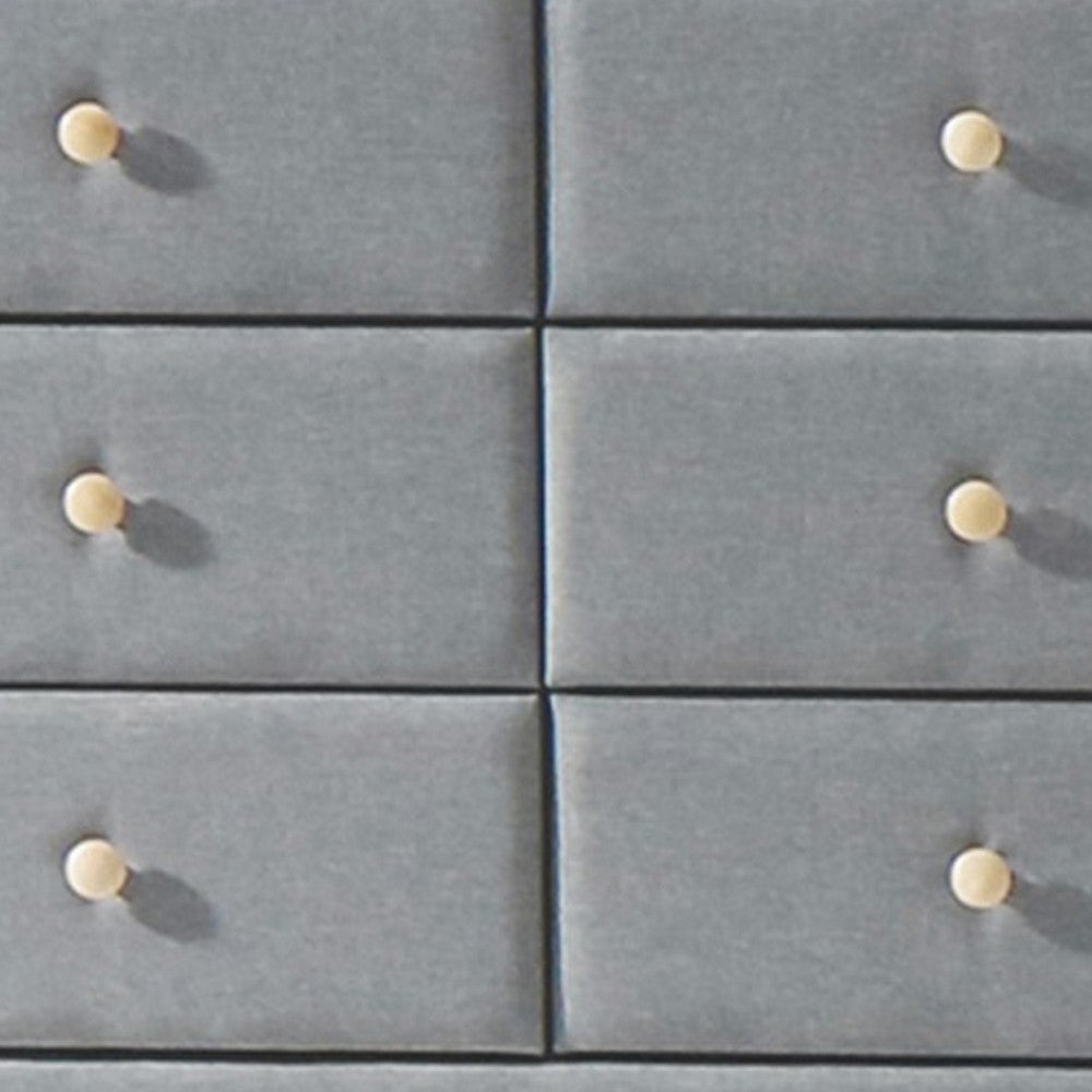 BM185688 Transitional Style Wood and Fabric Upholstery Dresser with 6 Drawers, Gray