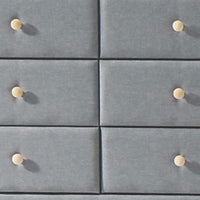 BM185688 Transitional Style Wood and Fabric Upholstery Dresser with 6 Drawers, Gray