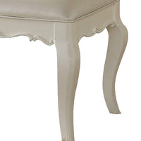 BM185705 Traditional Style Wood and Leatherette Vanity Stool with Padded Seat, White