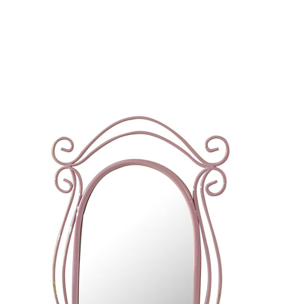 BM185706 Contemporary Style Metal and Wood Vanity Set, White and Purple