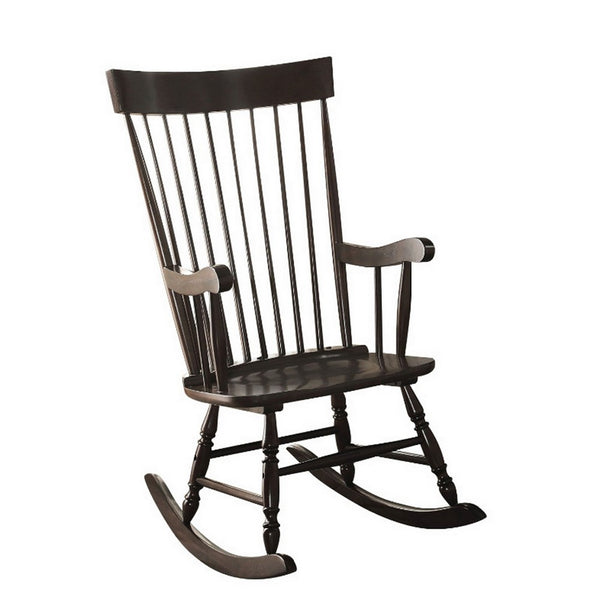 Traditional Style Wooden Rocking Chair with Contoured Seat, Black - AMF-59297